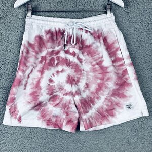 Spicy Tuna Mens Shorts S Swim Trunks Blush Tie Dye White Purple Lined Drawstring